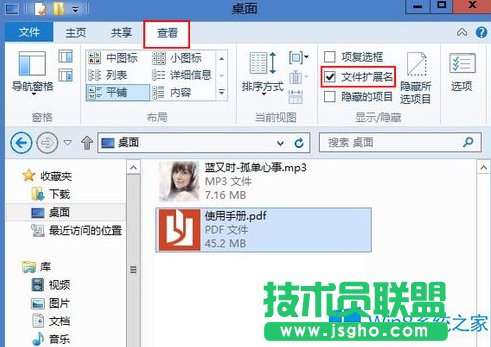 Win8隱藏或顯示文件后綴名的技巧