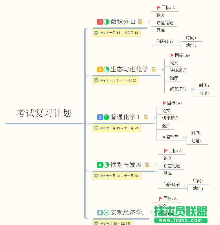 XMind思維導圖中怎么制定復習計劃