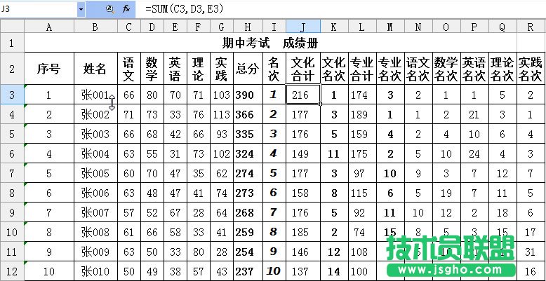 WPS表格如何制作清爽成績條  三聯(lián)