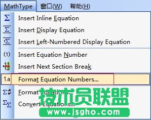 MathType公式格式菜單