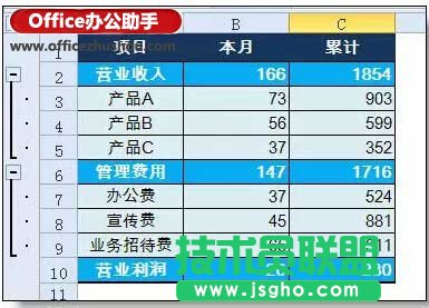 使用excel的組合功能實(shí)現(xiàn)數(shù)據(jù)隱藏的方法