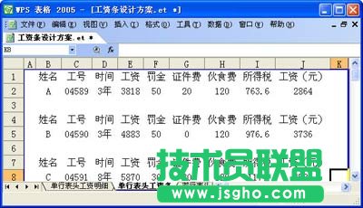 WPS表格設(shè)計(jì)工資條教程