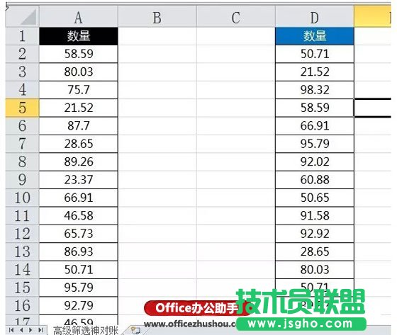 如何使用高級(jí)篩選比較Excel兩列數(shù)據(jù)異同   三聯(lián)