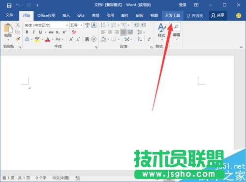 Word2016中添加開發(fā)工具選項(xiàng)卡到界面顯示的方法