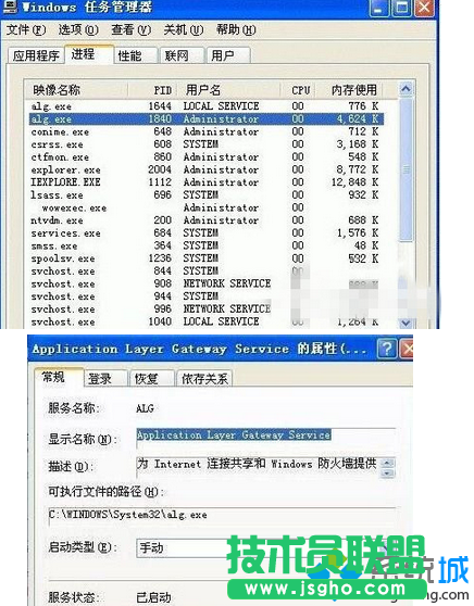 win7系統(tǒng)任務(wù)管理器alg.exe是什么進程？  三聯(lián)