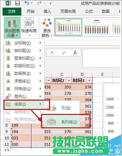 Excel2013柱形圖中的系列線怎么添加?