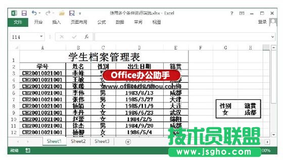 Excel中使用多個條件進行篩選的方法   三聯(lián)