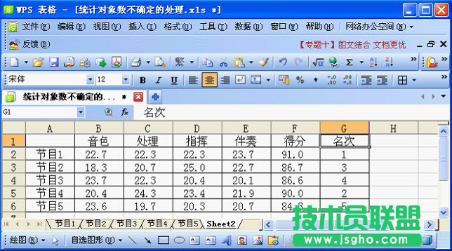 WPS表格技巧：對象數(shù)不確定的成績統(tǒng)計